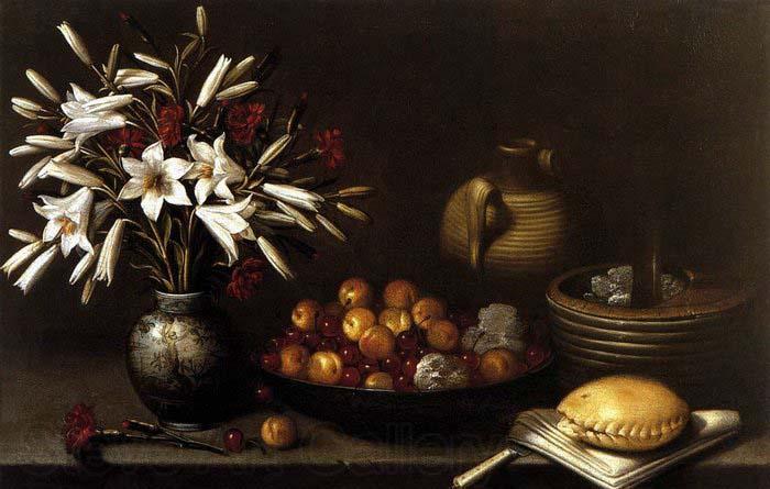 Francisco Barrera Still-Life with Flowers and Fruit Norge oil painting art